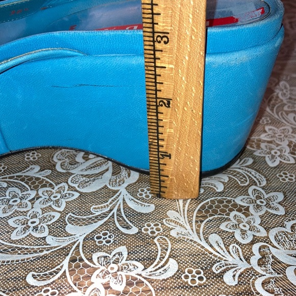 PRADA platform grayed-blue (1stpic), thong sandals, st buckles $192 - Picture 7 of 10